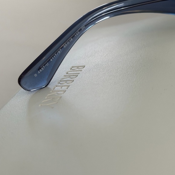 Burberry Aviator-Style Unisex Sunglasses w/Blue Transparent Frame 55mm ~ NWT